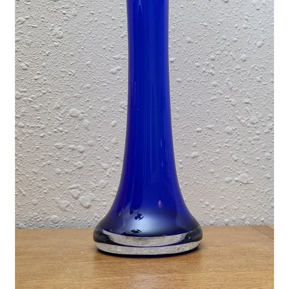 Deep Cobalt Royal Blue‎ Tall Skinny Bud Glass Accent Vase Pop of Color MINT